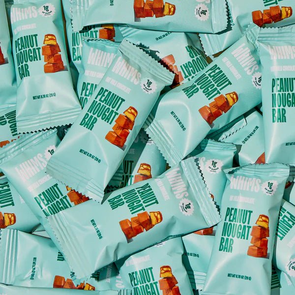 Whims Delights Oat Milk Chocolate Peanut Nougat Bars - Case of 30/singles - Tree Spirit Wellness