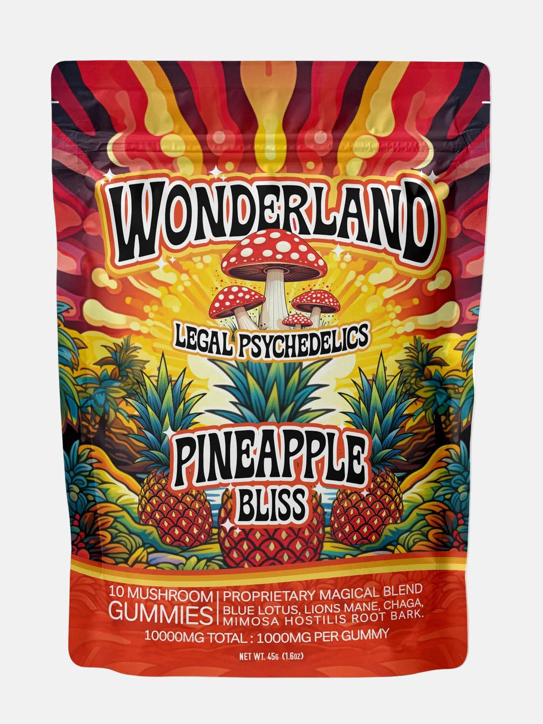Wonderland Mushroom Gummies Pineapple Bliss 10ct - Tree Spirit Wellness