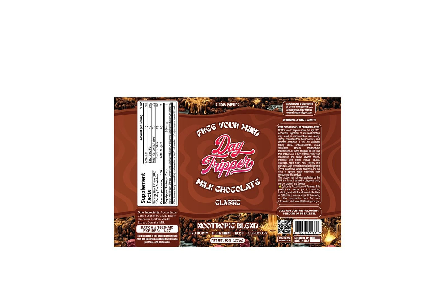 1 Piece Artisan Chocolate Bar (Gravity Fed Display) - 30 Bars/Case - Tree Spirit Wellness