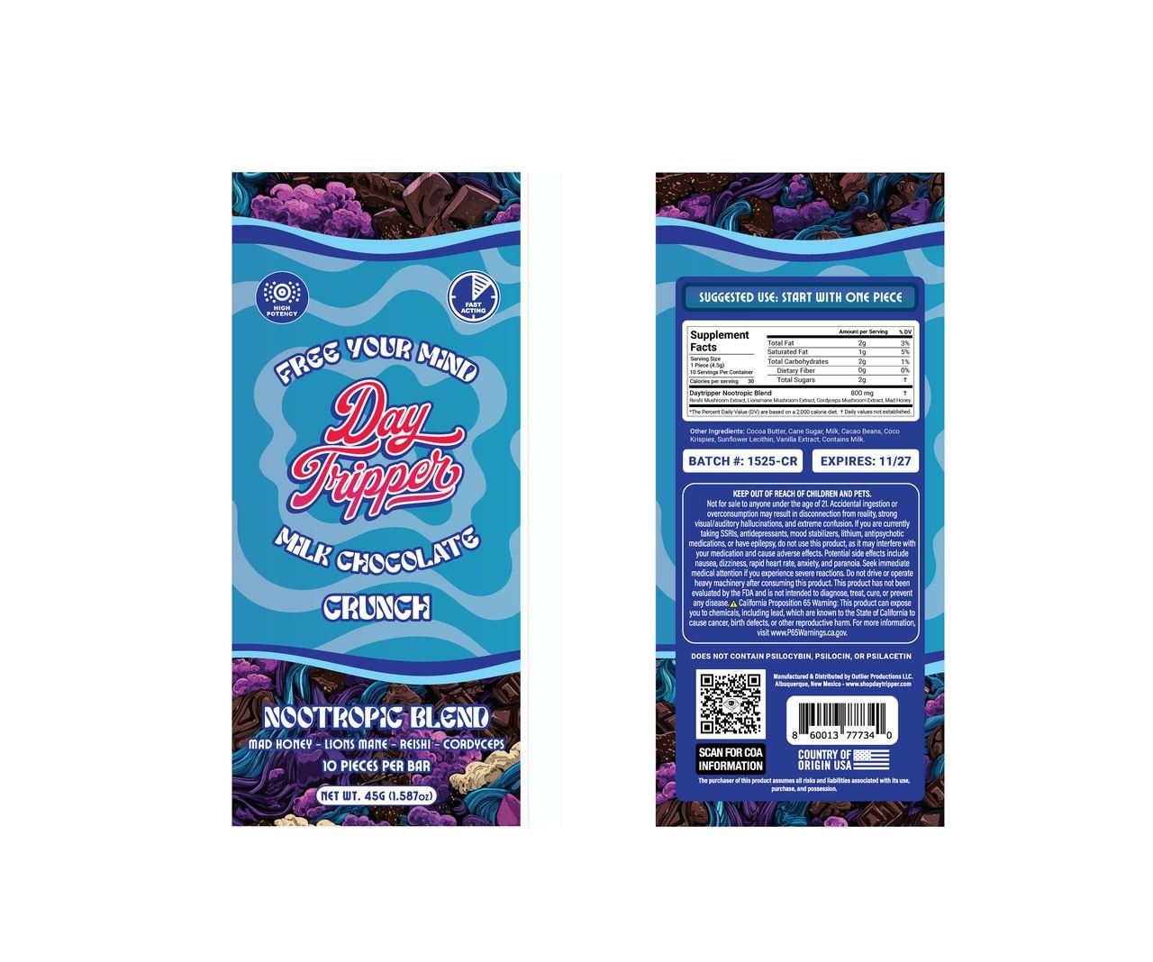 10 Piece Crunch 👁️Milk Chocolate Bar - Tree Spirit Wellness