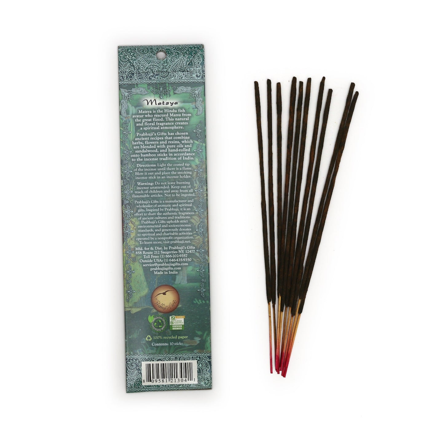 Prabhuji Incense Sticks Matsya - Jasmine, Rose, and Tulasi