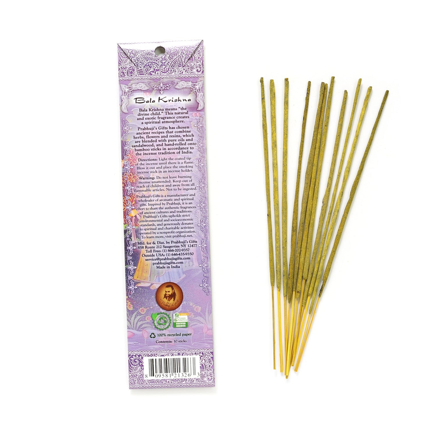 Prabhuji Incense Sticks Bala Krishna - Saffron and Frankincense