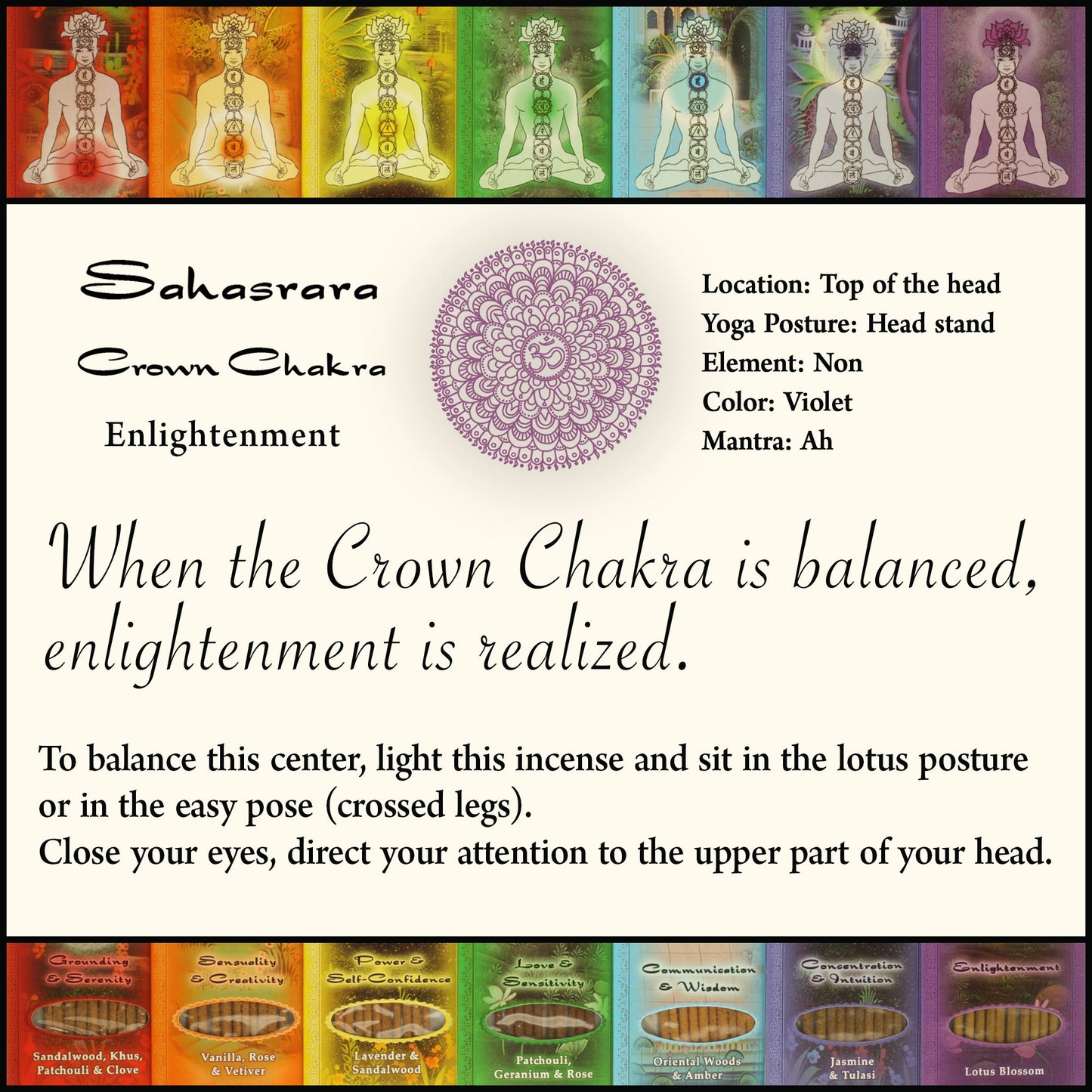 Prabhuji Incense Sticks Crown Chakra Sahasrara - Enlightenment