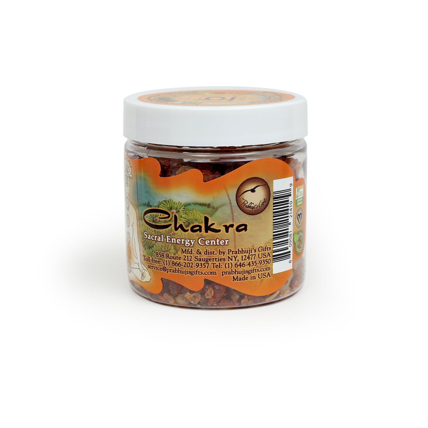 Prabhuji Resin Incense Sacral Chakra Svadhishtana - Sensuality and Creativity - 2.4oz jar