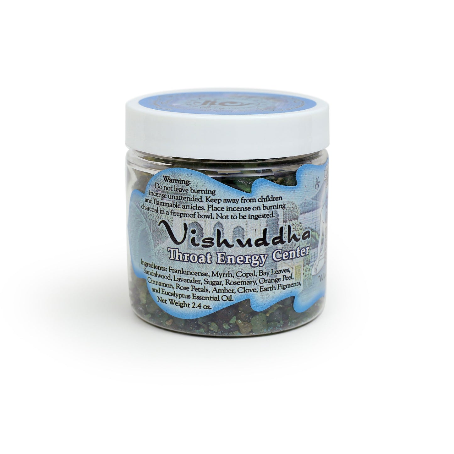 Prabhuji Resin Incense Throat Chakra Vishuddha - Communication and Responsibility - 2.4oz jar