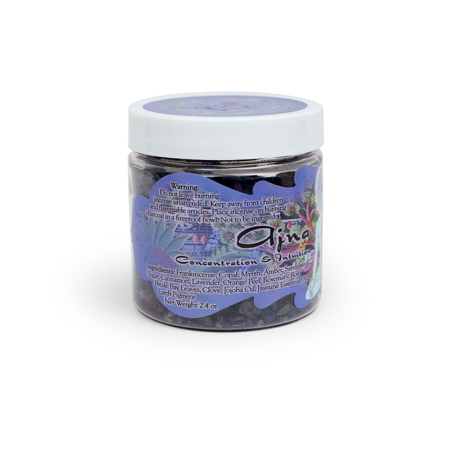 Prabhuji Resin Incense Third Eye Chakra Ajna - Concentration and Intuition - 2.4oz jar