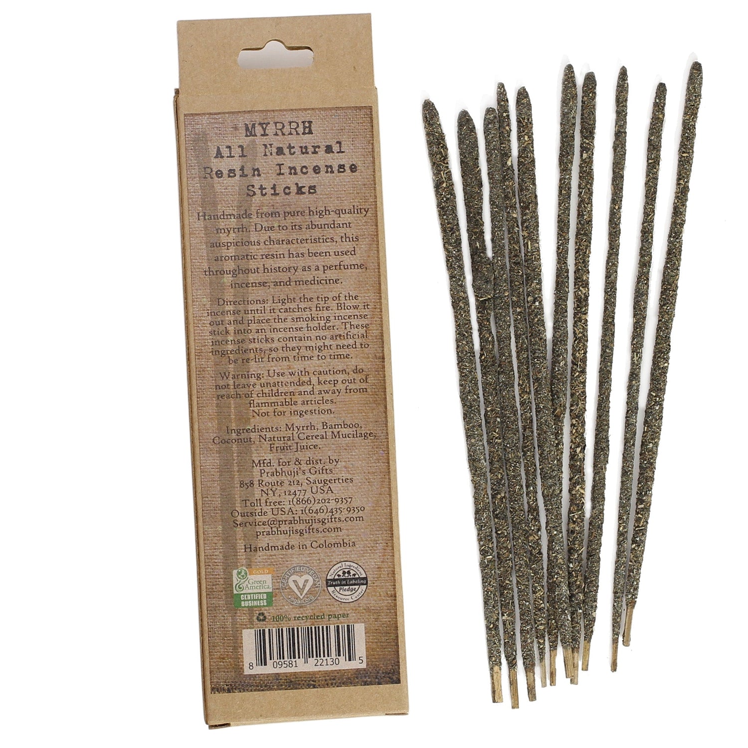 Smudging Incense - Myrrh - Natural Resin Incense sticks - Wholesale and Retail Prabhuji's Gifts 