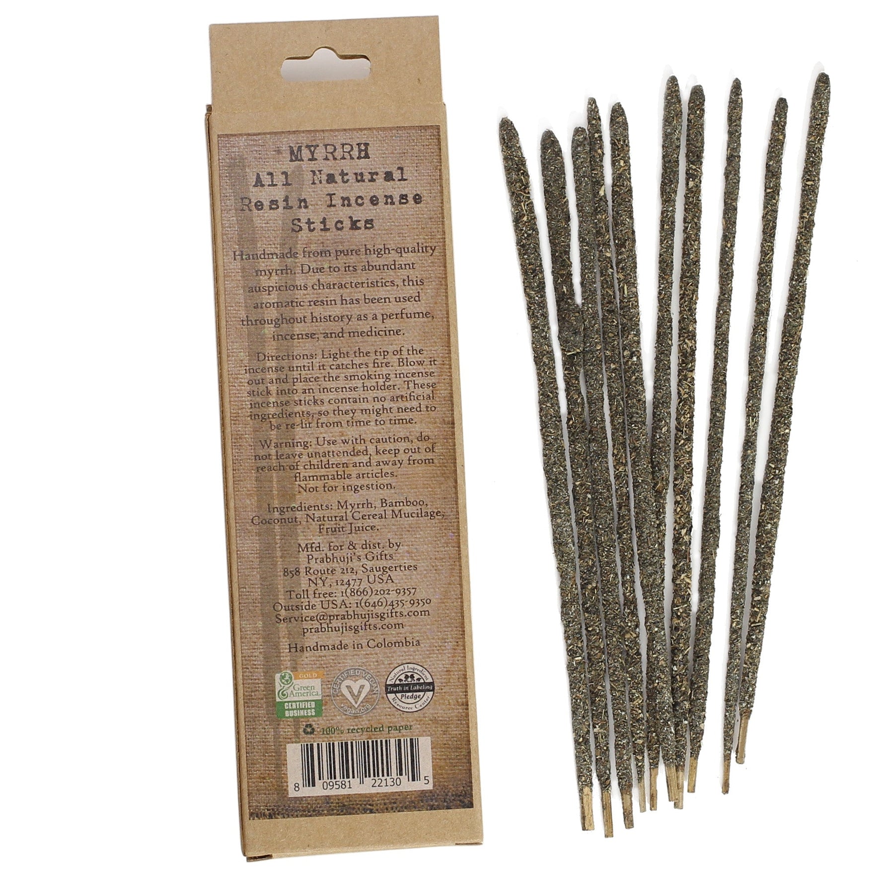 Smudging Incense - Myrrh - Natural Resin Incense sticks - Wholesale and Retail Prabhuji's Gifts 