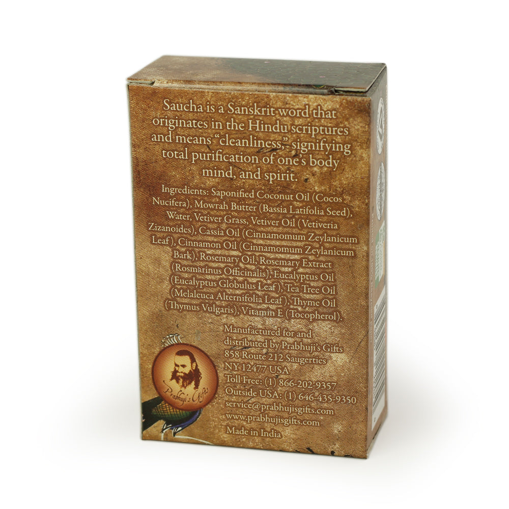 Soap Bar Saucha - Natural Refreshing Vetiver - 3.5 oz (100g) - Wholesale and Retail Prabhuji's Gifts 