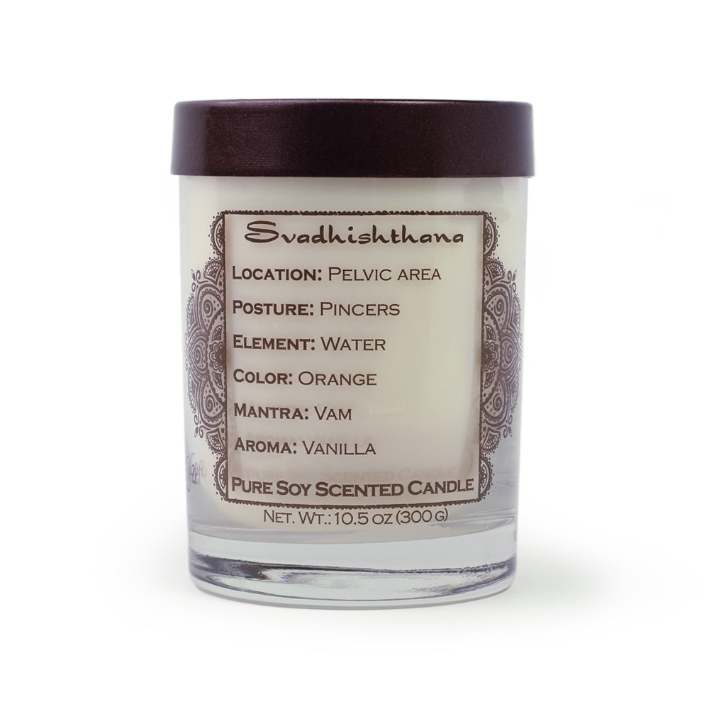 Soy Candle for Chakra Meditation Scented with Essential Oils | Sacral Chakra Svadhishthana | Vanilla | Sensuality and Creativity - 10.5oz - Wholesale and Retail Prabhuji's Gifts 