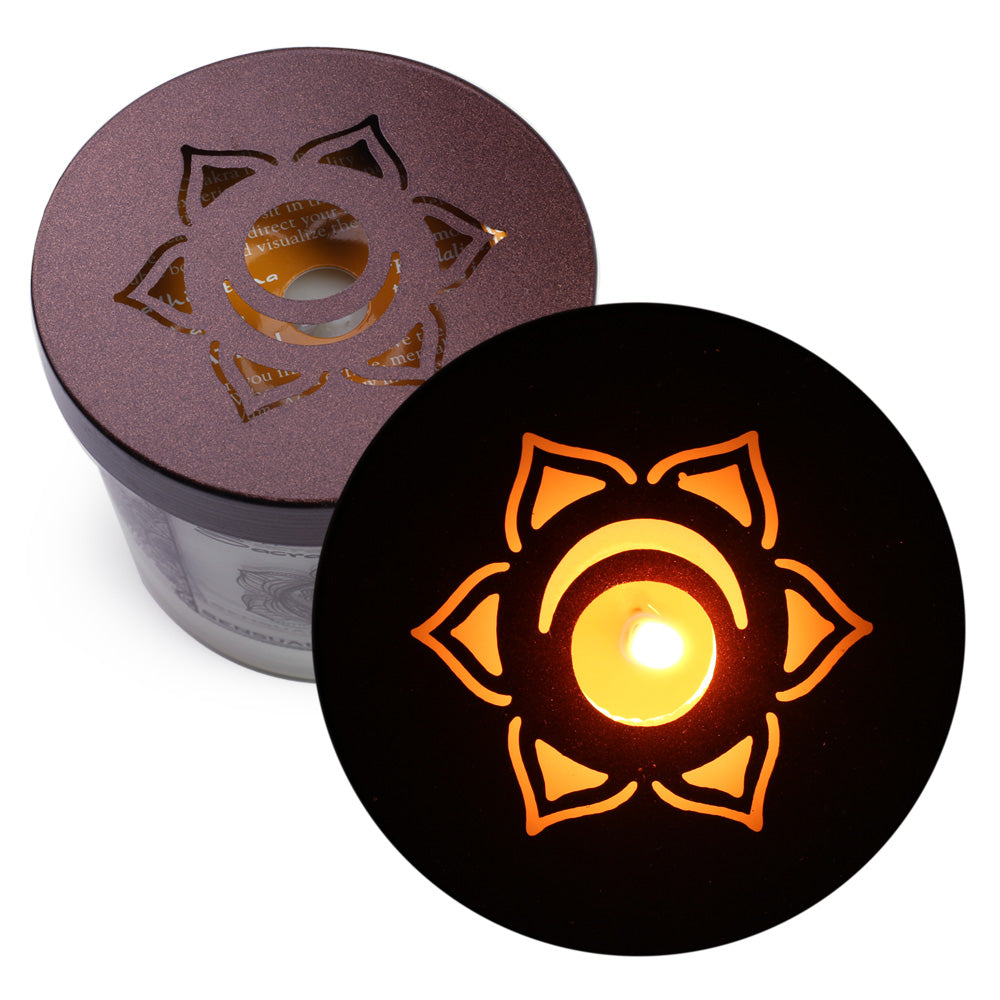 Soy Candle for Chakra Meditation Scented with Essential Oils | Sacral Chakra Svadhishthana | Vanilla | Sensuality and Creativity - 10.5oz - Wholesale and Retail Prabhuji's Gifts 