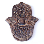 Decor - Wooden Hamsa - Swirl Wave 7"x6", Hand of Fatima, Hand of Mary - Wholesale and Retail Prabhuji's Gifts
