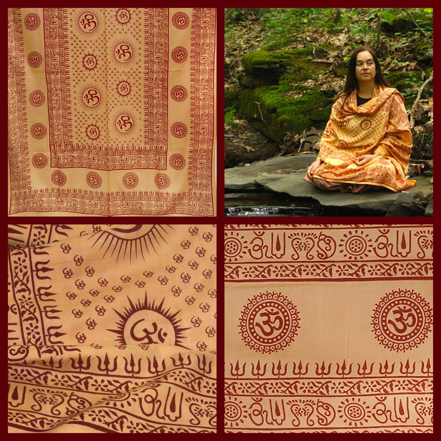 Prabhuji Meditation Yoga Prayer Shawl - Mantra Om - Peach Large