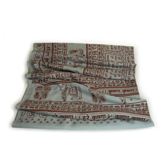 Prabhuji Meditation Yoga Prayer Shawl - Maha Mantra - Grey Large