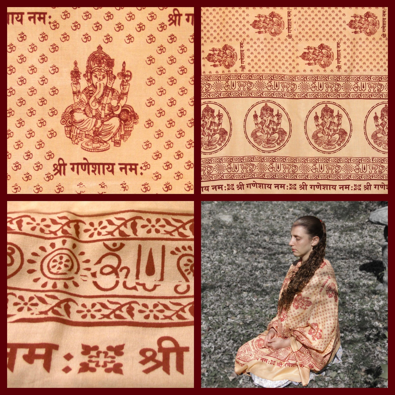 Prabhuji Meditation Yoga Prayer Shawl - Ganesh - Peach Large