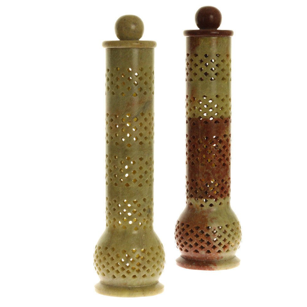 Incense Burner -  Soapstone Tower Genie Jali - Wholesale and Retail Prabhuji's Gifts 