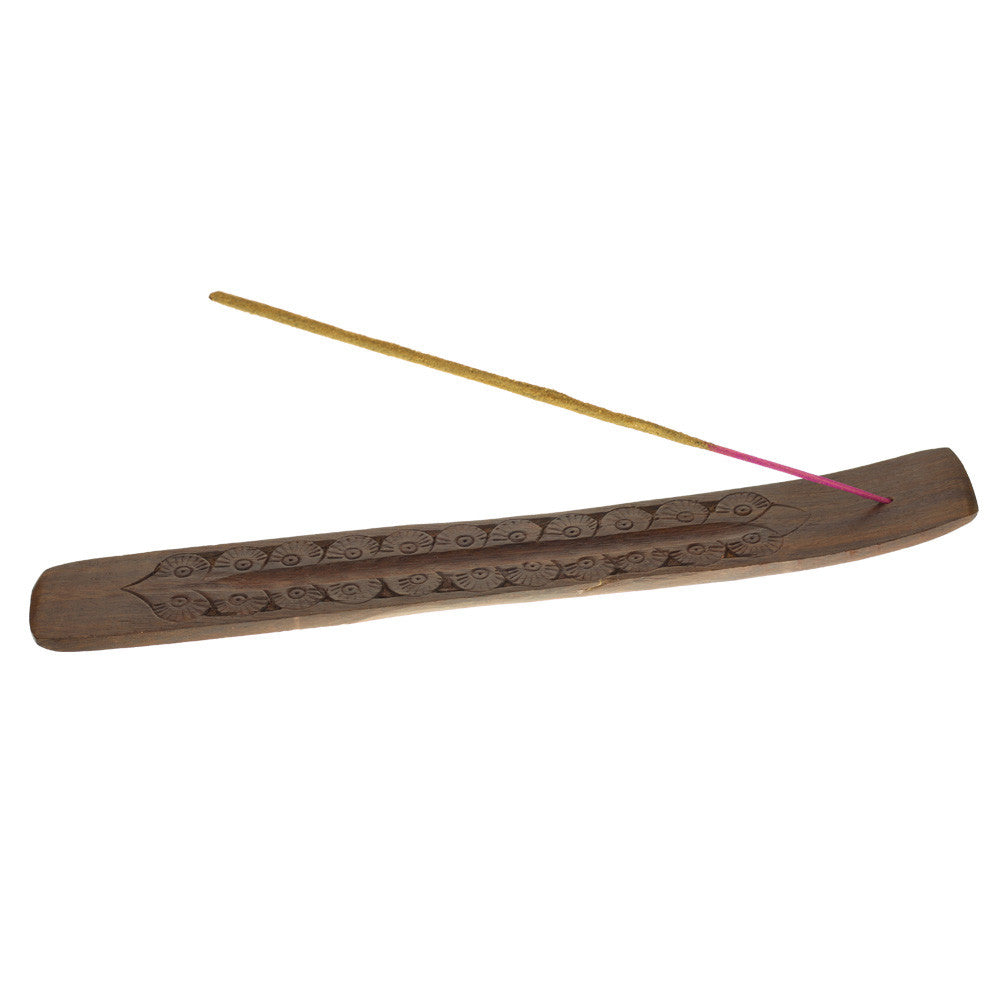 Incense Burner - Wooden Flat Carved Shell - Wholesale and Retail Prabhuji's Gifts 