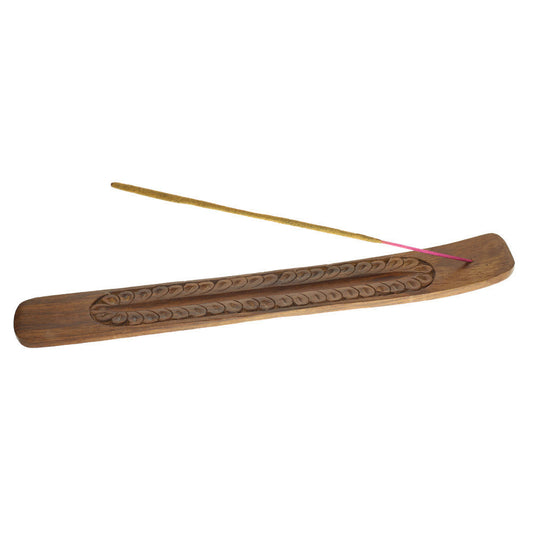 Incense Burner - Wooden Flat Carved Feather - Wholesale and Retail Prabhuji's Gifts 