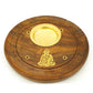 Incense Burner - Wooden Round Plate Buddha - 4 inches - Wholesale and Retail Prabhuji's Gifts 