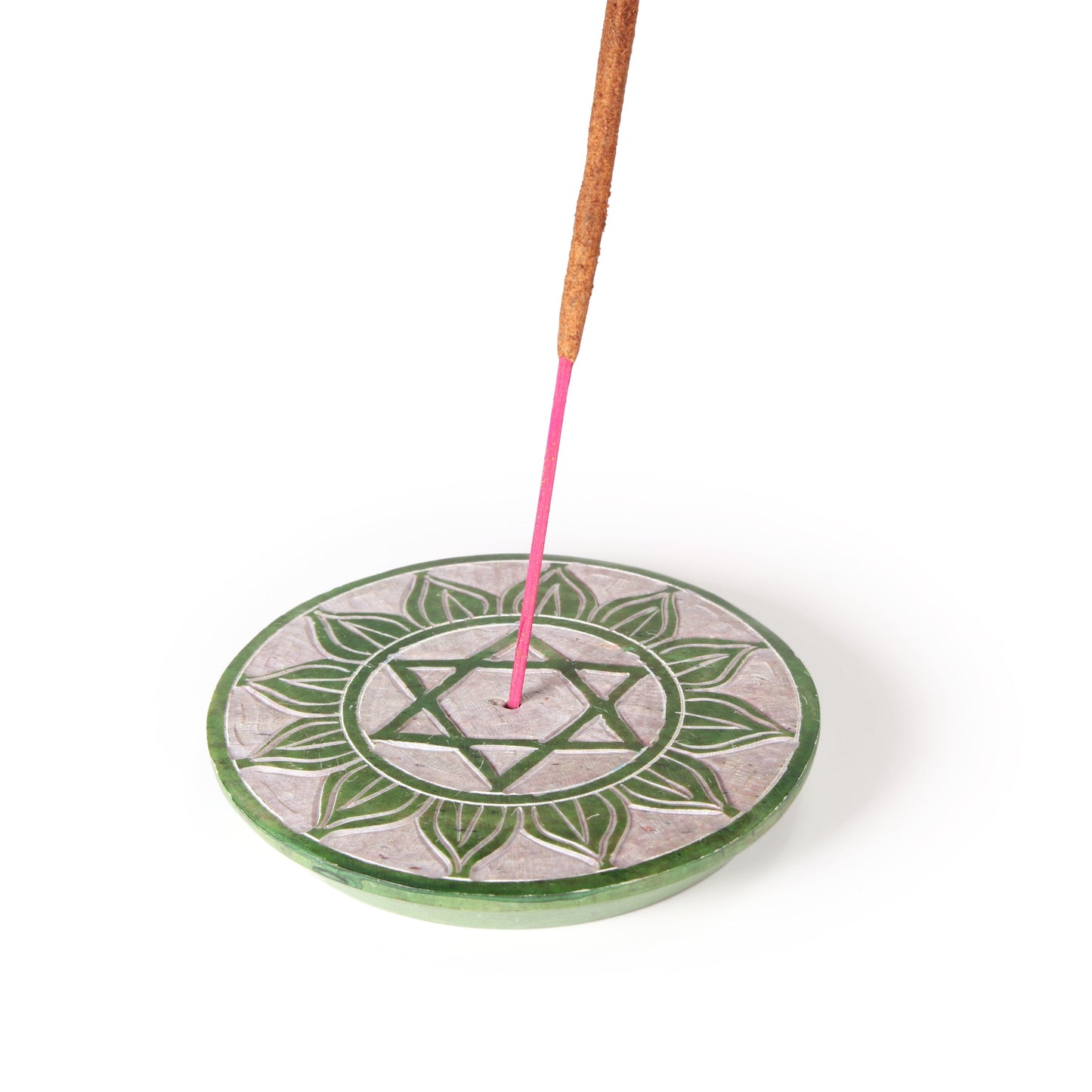 Prabhuji Incense Burner - Soapstone Plate Heart Chakra Anahata 3"