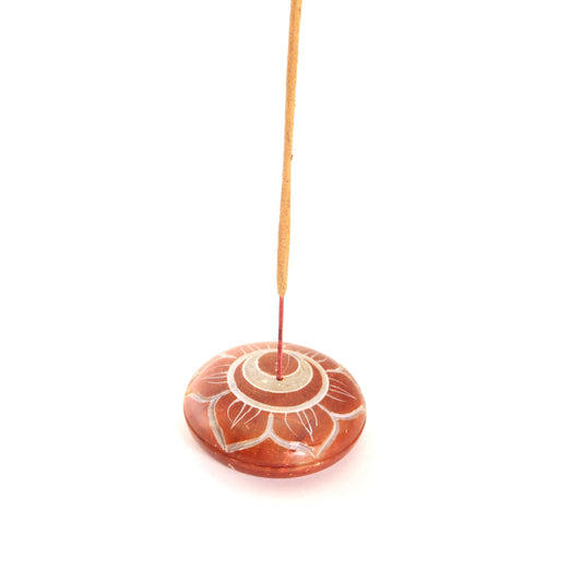 Prabhuji Incense Burner - Soapstone Pebble Sacral Chakra Svadhishtana 2.5"