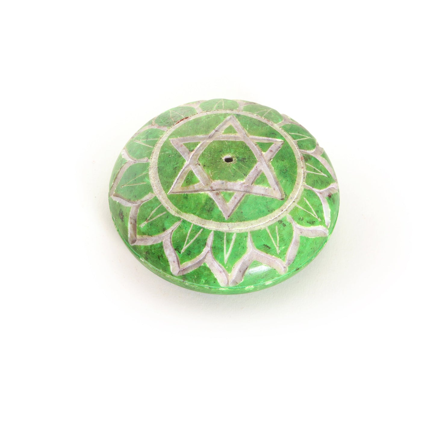 Prabhuji Incense Burner - Soapstone Pebble Heart Chakra Anahata 2.5"