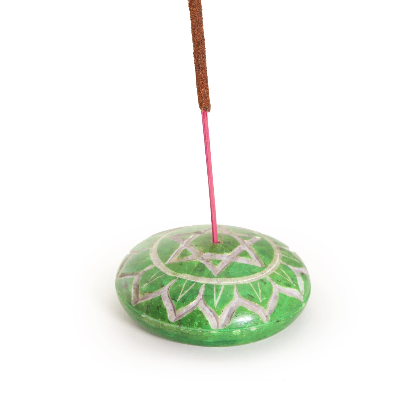 Prabhuji Incense Burner - Soapstone Pebble Heart Chakra Anahata 2.5"