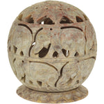 Burner for Cones and Candle Holder - Soapstone Carved T-Lite Ball - Elephant 3.5 inches - Wholesale and Retail Prabhuji's Gifts 