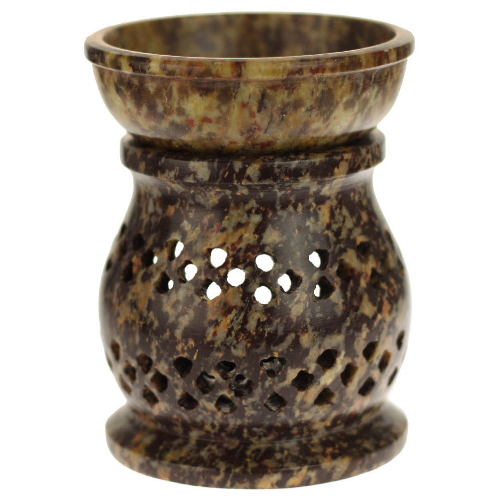 Oil Diffuser - Natural Soapstone Oil Burner Jali 4" - Wholesale and Retail Prabhuji's Gifts 