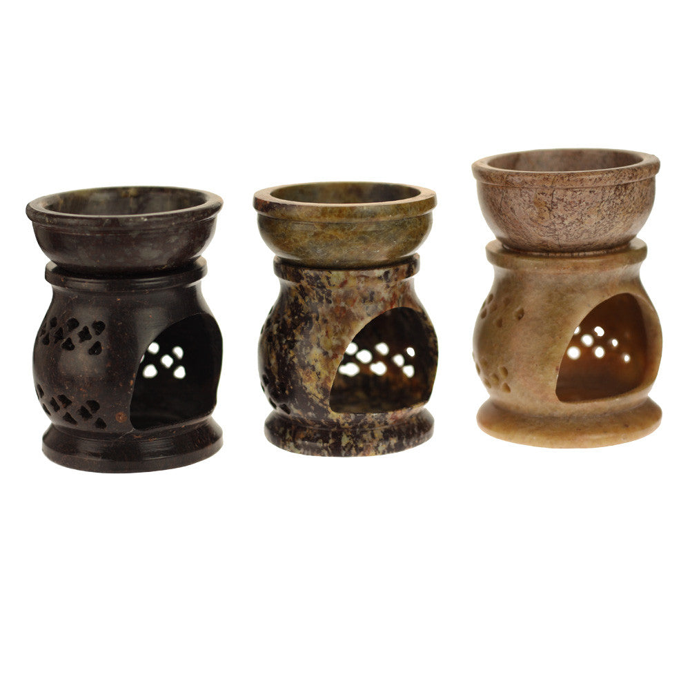 Oil Diffuser - Natural Soapstone Oil Burner Jali 3.25" - Wholesale and Retail Prabhuji's Gifts 
