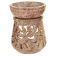 Oil Diffuser - Natural Soapstone Oil Burner Round Leaves 4" - Wholesale and Retail Prabhuji's Gifts 