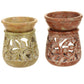 Oil Diffuser - Natural Soapstone Oil Burner Round Leaves 3.25" - Wholesale and Retail Prabhuji's Gifts 