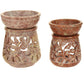 Oil Diffuser - Natural Soapstone Oil Burner Round Leaves 3.25" - Wholesale and Retail Prabhuji's Gifts 