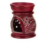 Oil Diffuser - Red Soapstone Oil Burner Carved 3.25" - Wholesale and Retail Prabhuji's Gifts 