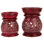 Oil Diffuser - Red Soapstone Oil Burner Carved 3.25" - Wholesale and Retail Prabhuji's Gifts 