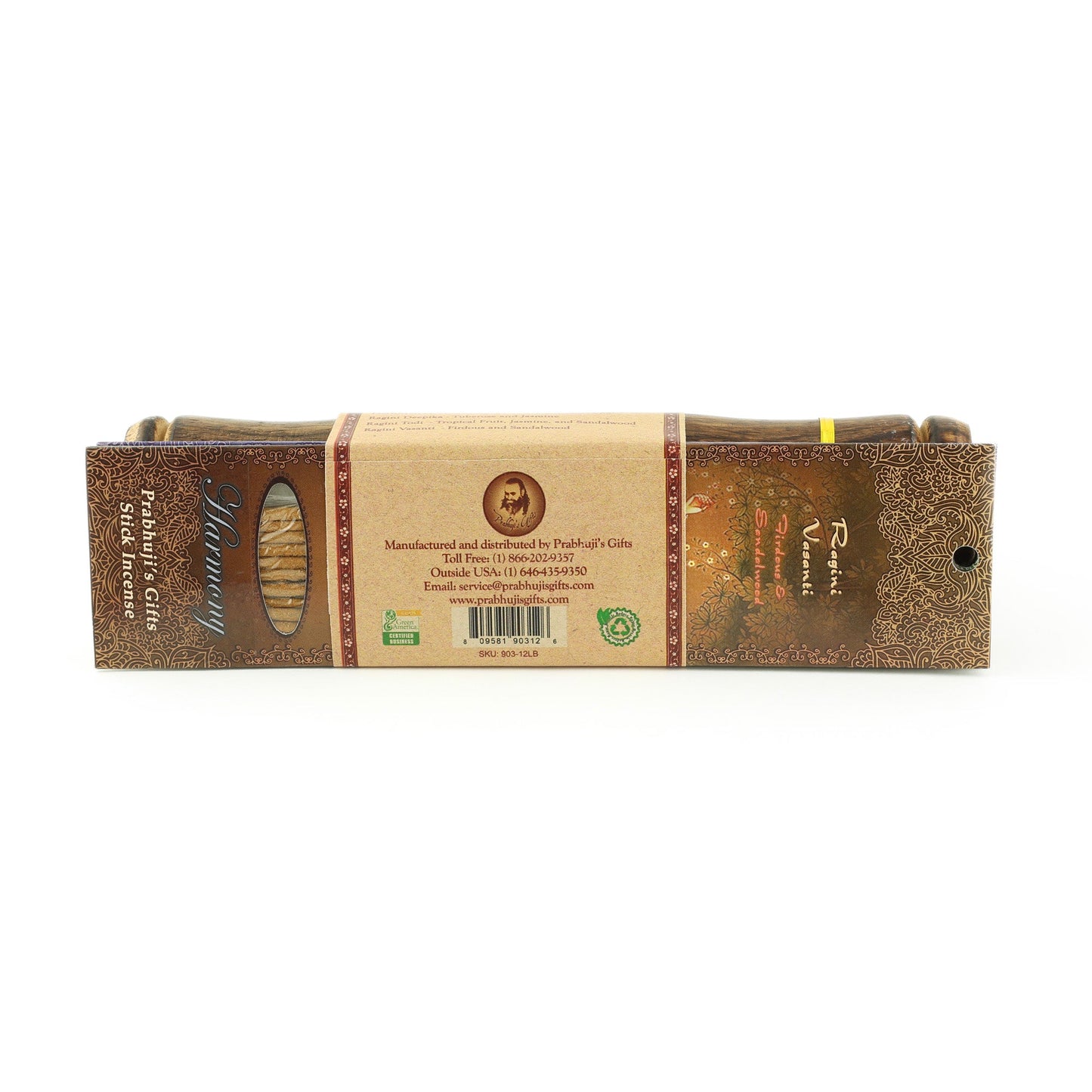 Prabhuji Incense Gift Set - Bamboo Burner + 3 Harmony Incense Sticks Packs & Love Greeting - Rest in you