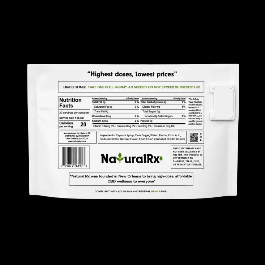Tropical Fruit CBD Gummies – bag back - Mystic Journey Path