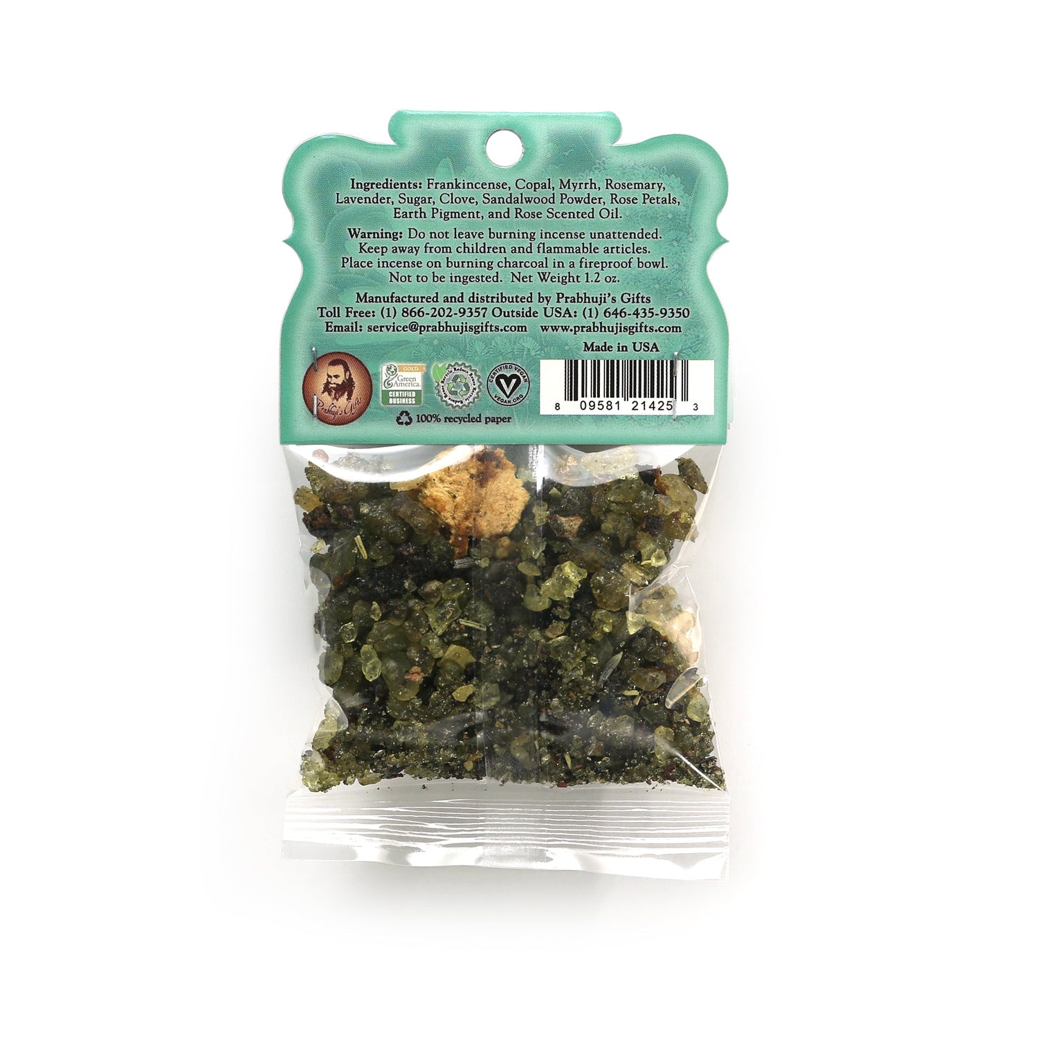 Prabhuji Resin Incense Heart Chakra Anahata - Love and Sensitivity - 1.2oz bag