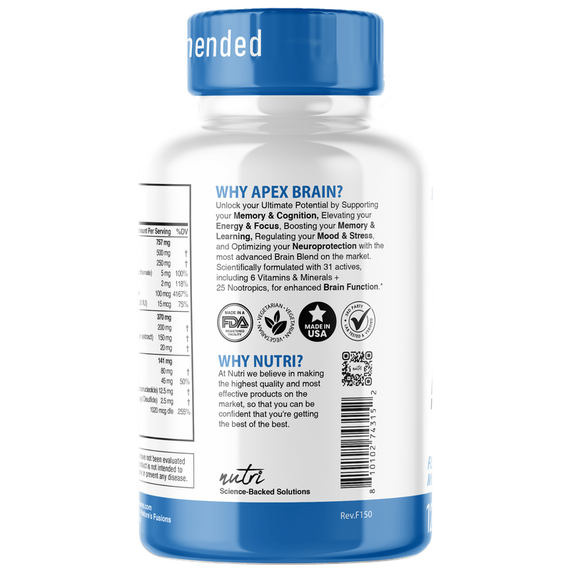 Apex Brain 3410 mg Caffeine Free 125ct - Tree Spirit Wellness
