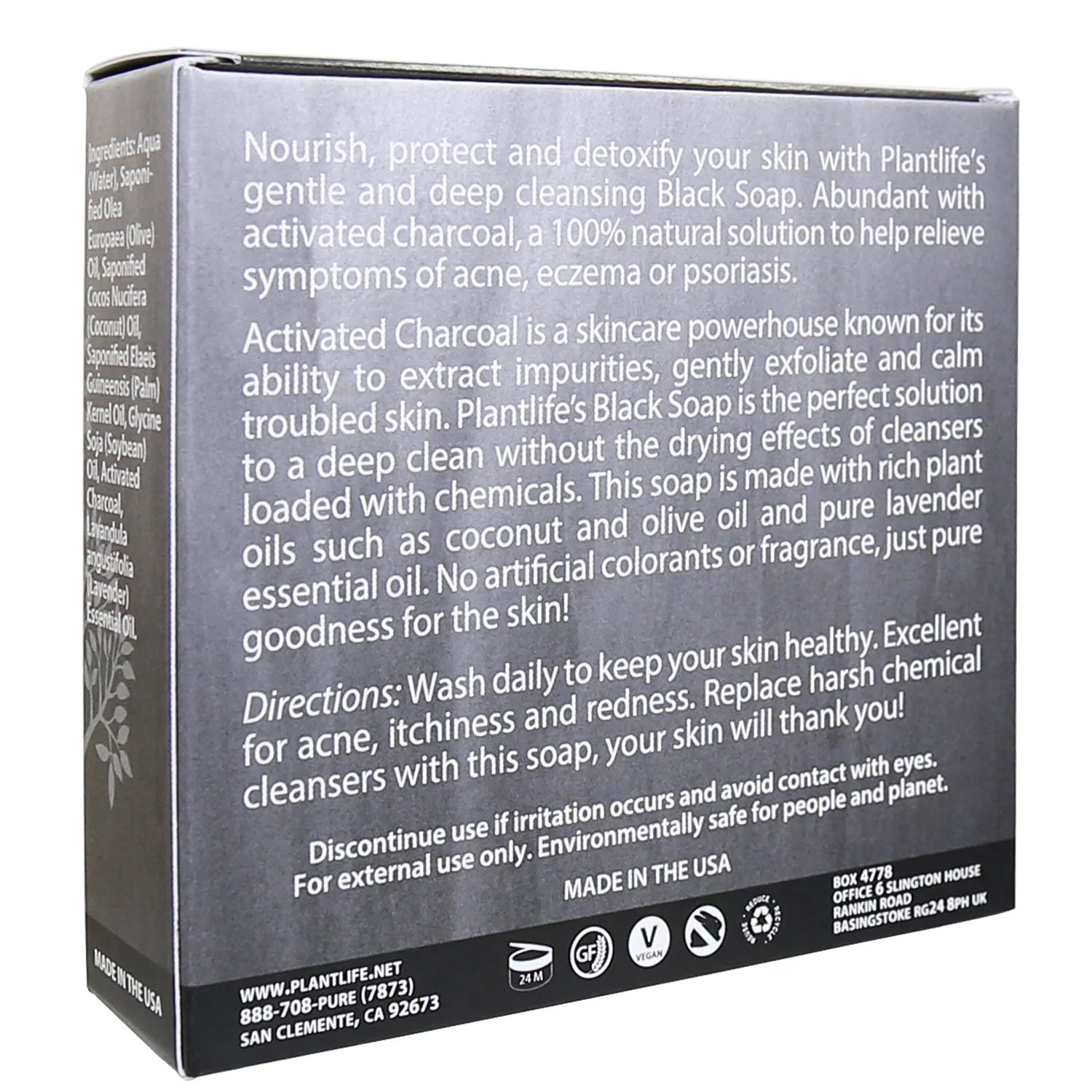 Black Bar Soap with Activated Charcoal - Single - Tree Spirit Wellness