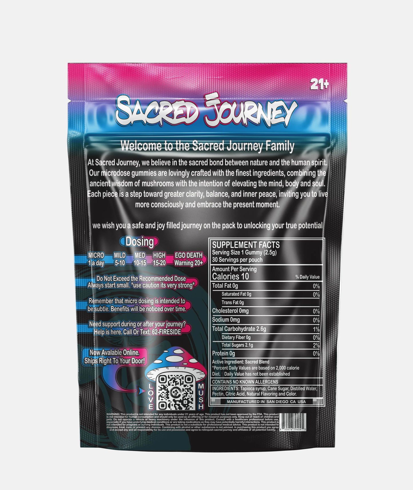 Microdose Gummies – Blue Raspberry back - Tree Spirit Wellness