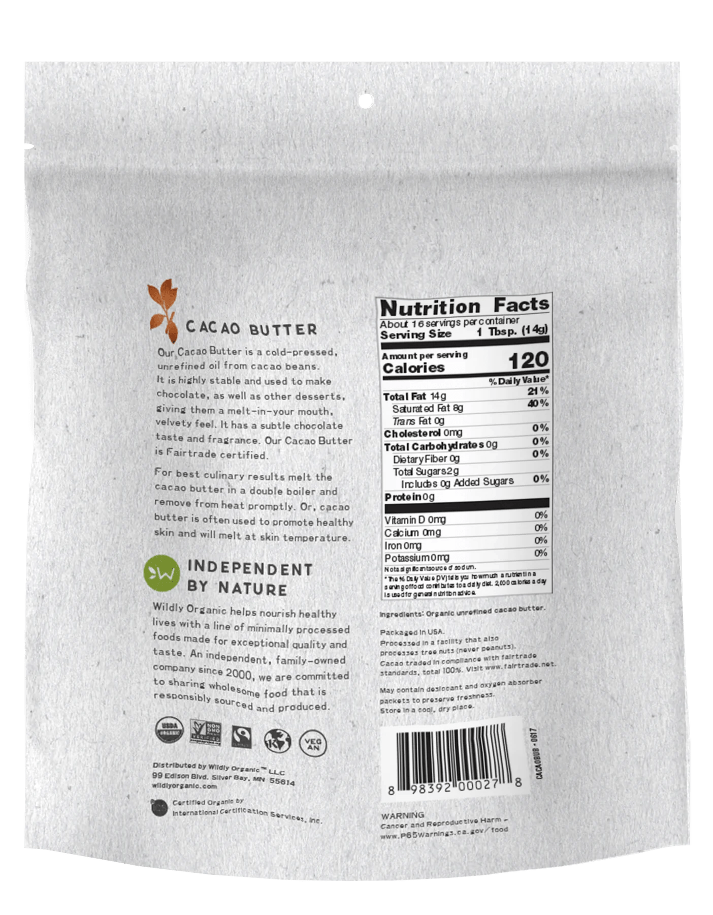 Cacao Butter | Organic | 8 OZ - Tree Spirit Wellness