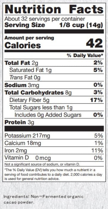 Cacao Powder | Raw | Certified Organic | Non - Fermented | 16 OZ (case of 12) - Tree Spirit Wellness
