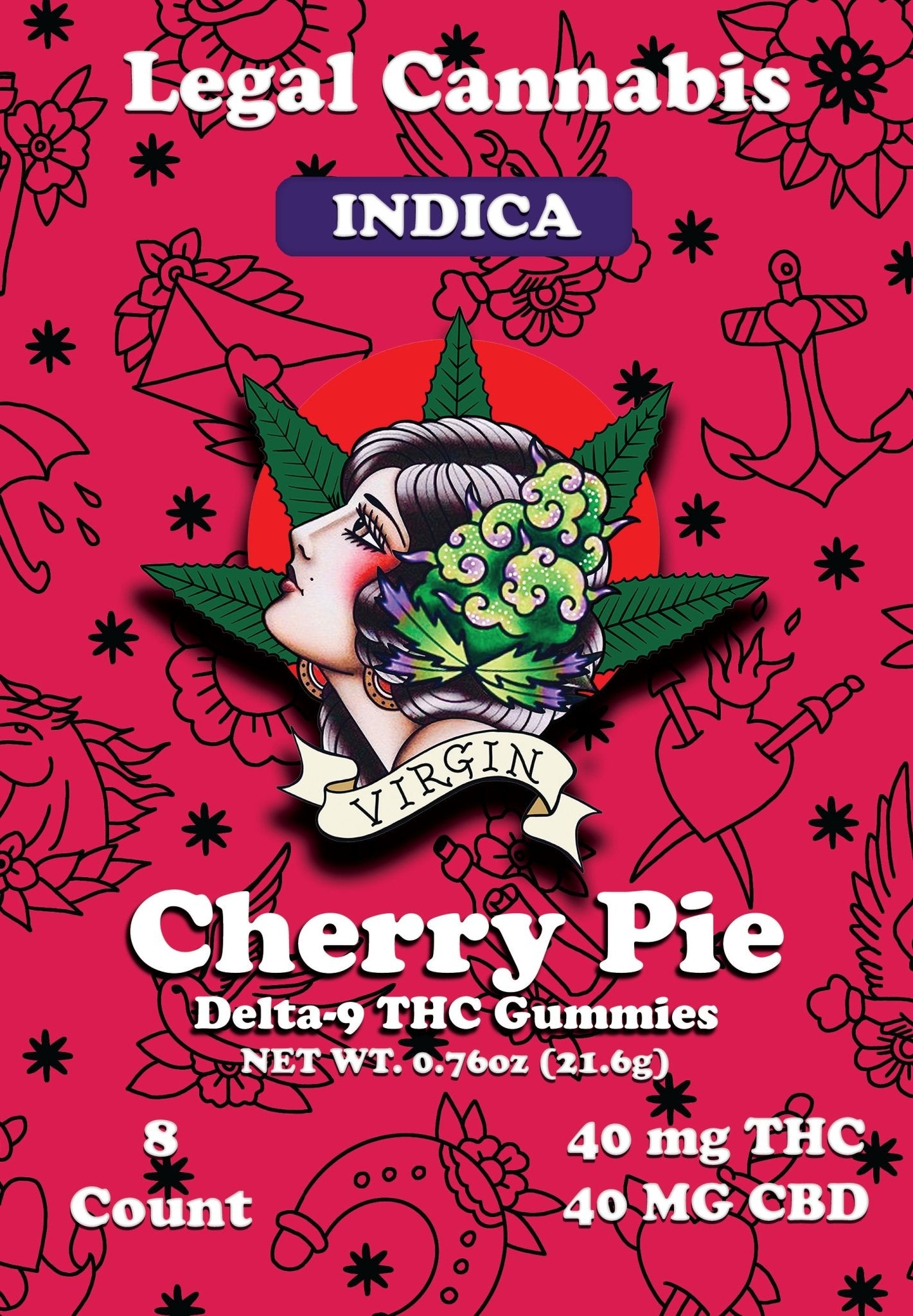 Cherry Pie Live Rosin 5mg D9/CBD 8 ct. Indica (Box of 10) - Tree Spirit Wellness