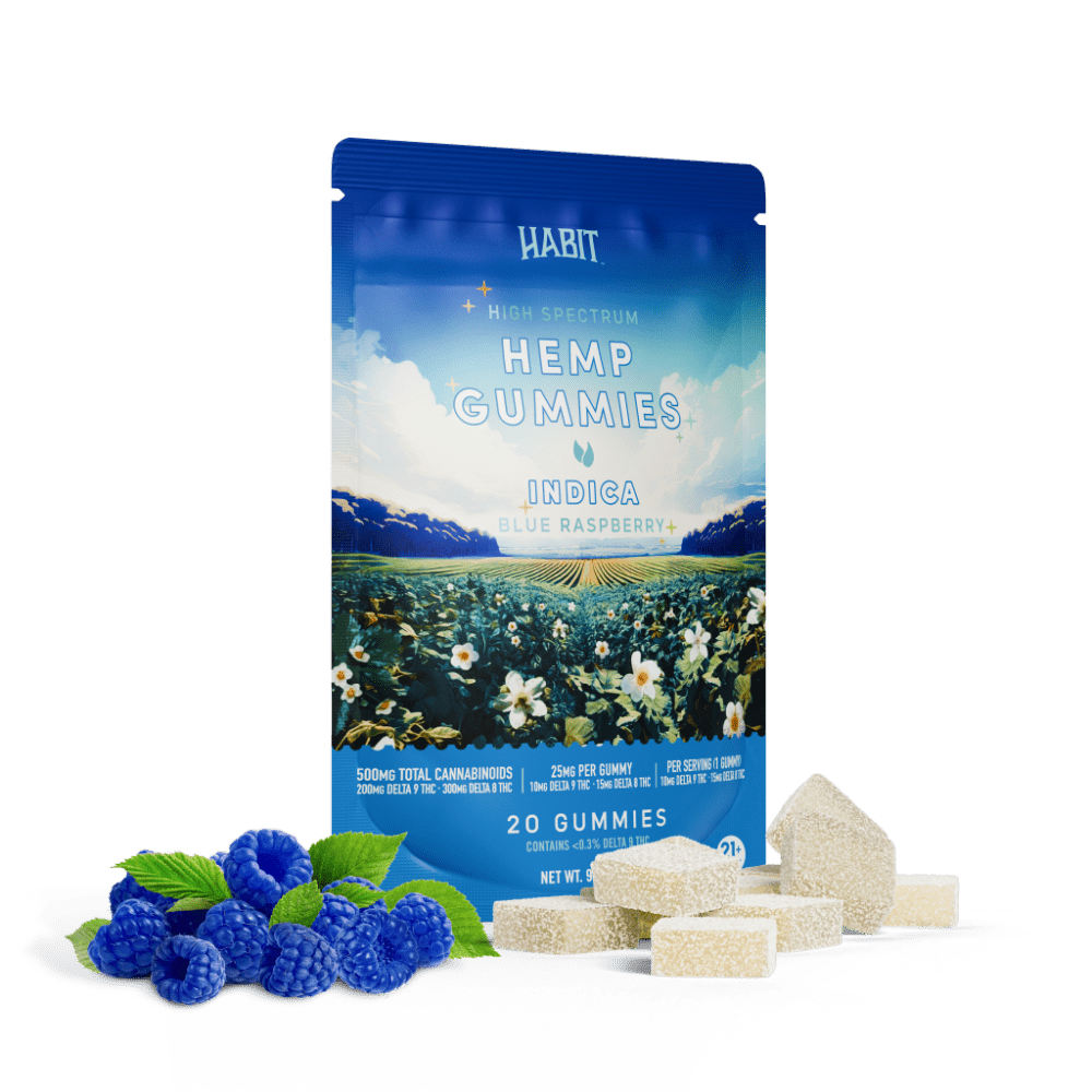 Delta 8 15mg+Delta 9 10mg - 20 Blue Raspberry Gummies - Tree Spirit Wellness