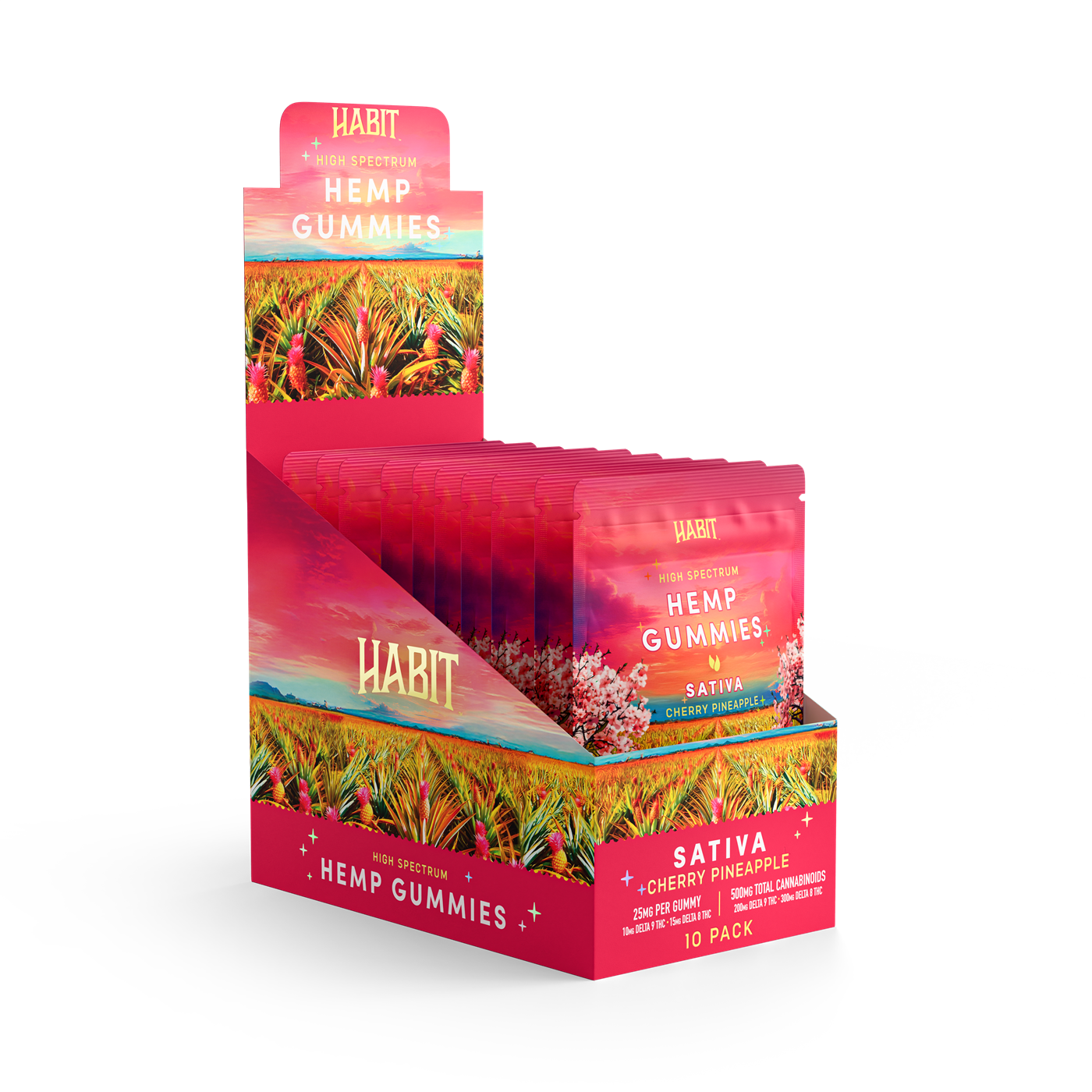 Delta 8 15mg+Delta 9 10mg - 20 Cherry Pineapple Gummies Sativa - Tree Spirit Wellness