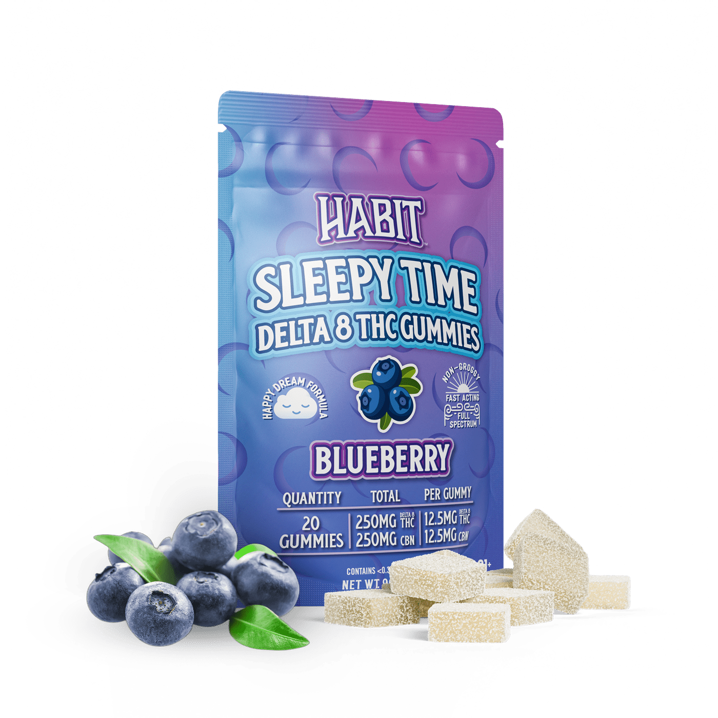 Delta 8 CBN Gummies - SLEEPY TIME Blueberry 20pk - Tree Spirit Wellness