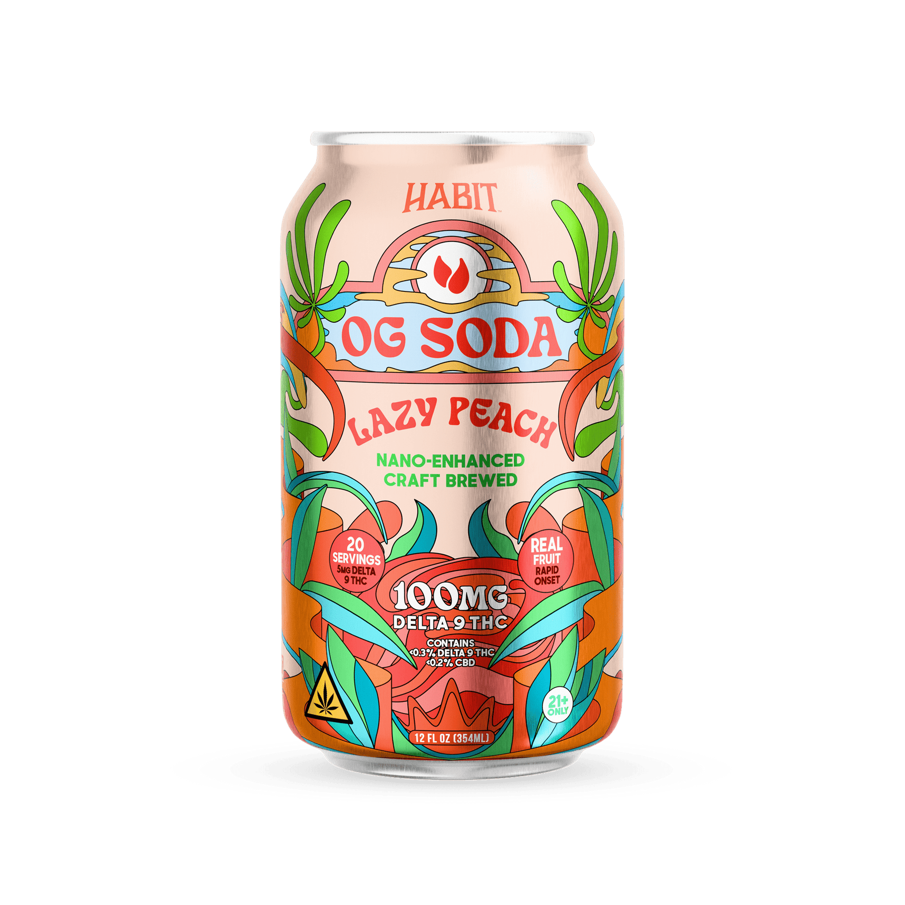 Delta 9 100mg OG Soda - Lazy Peach - Dynamic - 12pk - Tree Spirit Wellness