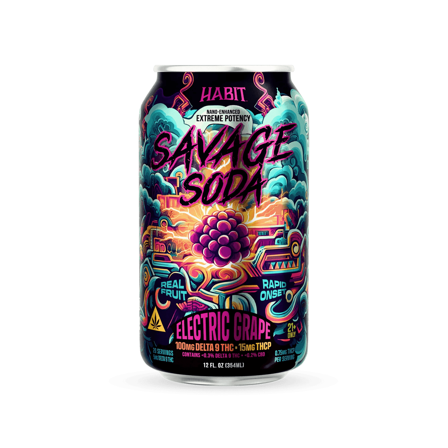 Delta 9 100mg Savage Soda - Citrus Drift - 4*6pk - Sold in 24 Can - Tree Spirit Wellness