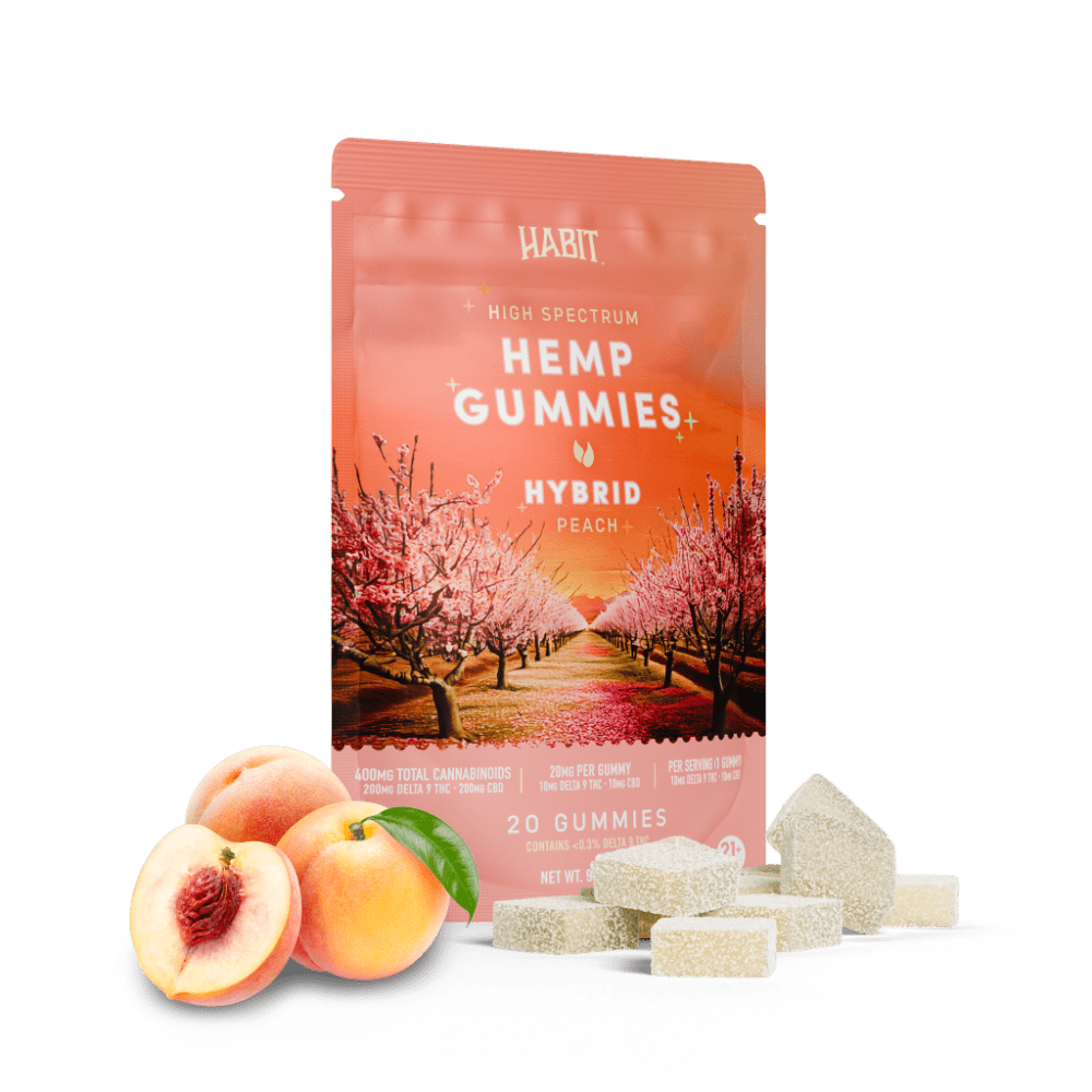 Delta 9 + CBD High Spectrum Hemp - 20 Peach Gummies - Tree Spirit Wellness